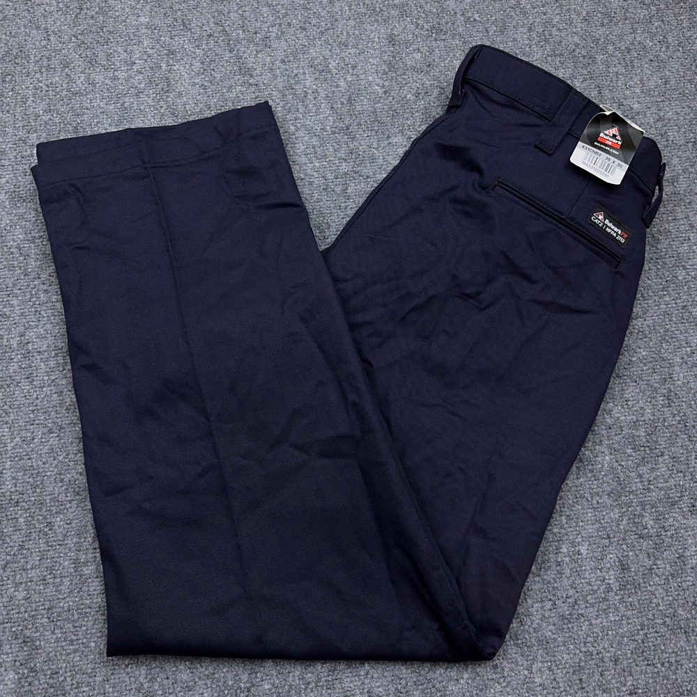 NEW Bulwark FR Work Pant Men's 38x30 Navy Blue Flame Resistant Straight CAT2